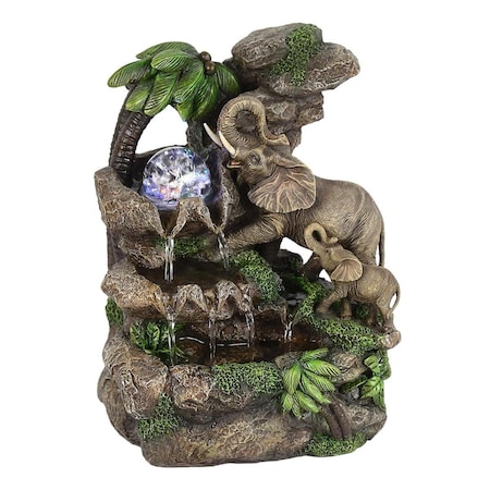 Palacedesigns 11 in. Polyresin Elephant Tabletop Fountain with Light; Gray PA3103628